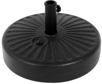 SHUGUANG Pied de Parasol Rond pour Mâts de Parasol de 35 à 48 mm, Pied Parasol de Taille Compacte pour la Plage/Jardin, Base de Parasol Pouvant être Remplie de Sable ou d'eau, 50x50x31 cm, Noir
