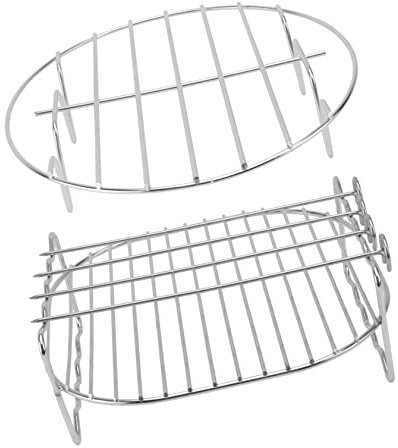 KOMBIUDA Soporte para Freidora De Aire 3.2qt-5.8qt Doble Capa De Acero Inoxidable 201ss Parrilla para Brochetas y Base para Barbacoa, Accesorio Versátil para Cocina Saludable