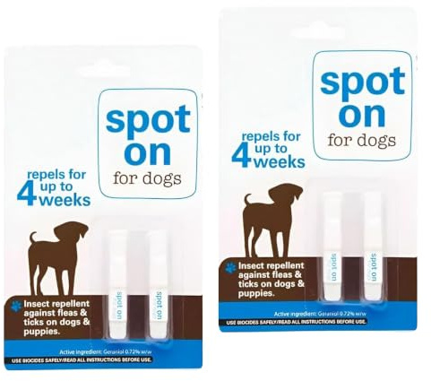 Dog Flea & Tick Spot On Repellent for Dogs & Puppies Pack of 2 Insect Repellent Treatment Repels Fleas & Ticks for Up to 4 Weeks – Easy Apply Spot On Solution