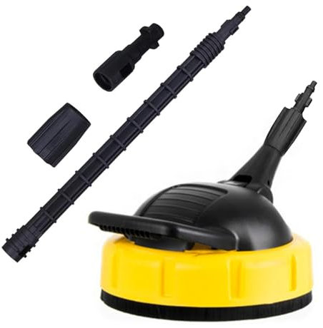 Patio Cleaner Attachment for Karcher, Dia28cm Rotating High Pressure Washer with 47cm Long Handle, for K2-K7 High Pressure Surfaces Cleaner, Rotating Jets Cleaning Nozzle, for Paving, Yards (No Pot)