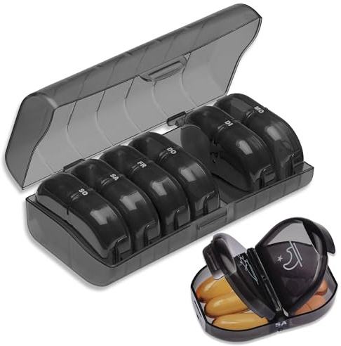Smart-Planet Tablettenbox Pillendose 7 Tage, 2 Fächer, BPA-frei, Senioren | Medikamentenbox, Pillenbox morgens abends, Wochenbox, unterwegs, Medikamente, Supplements, Tabletten, Senioren