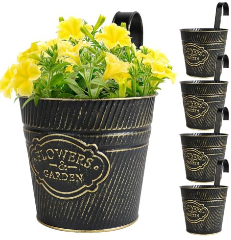 BOOMTOP 5pz Vasi Pensili Metallo da Appendere con Gancio Vintage Portafiori Vasi di Fiori da Appendere Fioriera Sospesa Metallo Decorazione Interna Esterna Giardino Balcone Casa