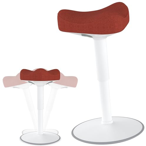 Suusolny Ergonomischer Sitzhocker mit Schwingeffekt Dreieckiger Bürohocker Stehhocker Wackelhocker Arbeitshocker rutschfest Ergonomische Stehhilfe Büro Höhenverstellbar von 47 bis 65 cm - Orange