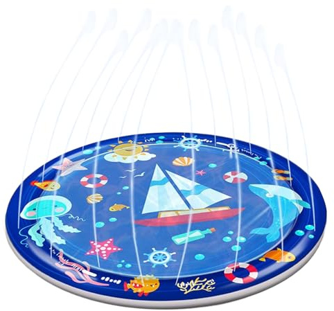 Cat Play Water Mat, Pet Water Fountain Play Mat, Non-Slip Sprinkler Mat for Dogs Cats for Playground, Outdoor, Indoor