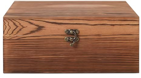 PORFOYO Scatola in Legno Vintage, Rustic, 28 x 24 x 10 cm, con Coperchio, Resistente alle Intemperie, per Gioielli e Ricordi