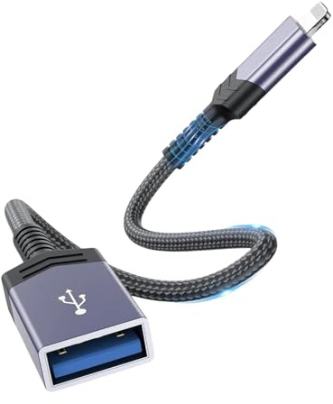 Apple iPhone/iPad Lightning to USB Camera Adapter - USB 3.0 OTG Converter for Data Sync & Accessory Support