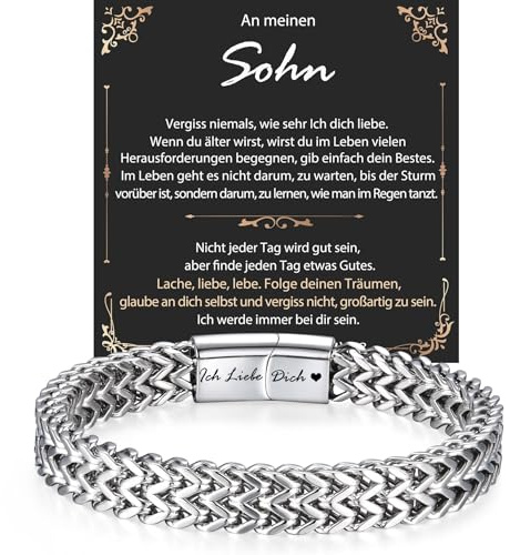 JEWTOP Geschenk für Sohn, Männer Armband mit Gravur Ich Liebe Dich für Sohn, Geschenke zum Geburtstag Weihnachten