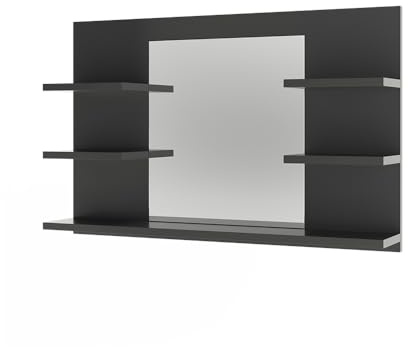 Vicco Badspiegelschrank Wilbur, Anthrazit, 78 x 50 cm | mit Regalen, zur Wandmontage mit offenem Ablagefach
