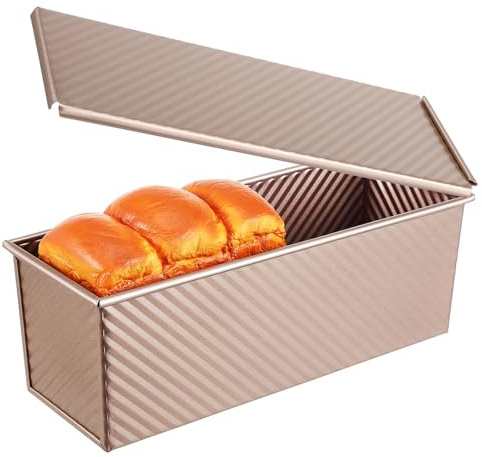 WEKADRIN Molde para Pan de Metal con Tapa Antiadherente Ventilación Inferior para Horneado Uniforme Molde Alargado para Pan de Resistente y Duradero para Repostería Cocina