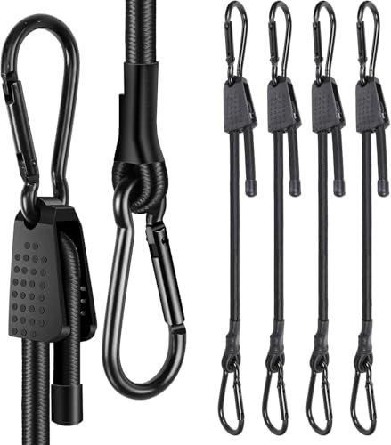 Spanngummi mit Karabiner,4 Stück Expander mit Haken Verstellbar, 100cm Extra Stark Gummispanner Gummibänder für Sonnensegel, Gartengeräte, Auto,Gepäcktransport,Fahrrad und Camping