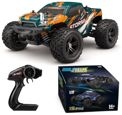 Auto telecomandata RC scala 1:18 4WD, 36km/h, 2.4GHz telecomando, monster truck gioco esterno e interno. 4WD OFF-ROAD RC MONSTER TRUCK BLACK HOLE Regalo di compleanno per bambini +14 anni