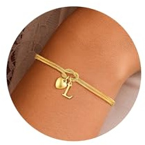 TINGN Armband Damen Gold - 18K Gold Vergoldet Liebesknoten Armband mit Buchstaben L Personalisierte Armbänder Damen Kinder Schmuck, Geburtstagsgeschenk Trauzeugin Geschenk für Frauen Mädchen Freundin