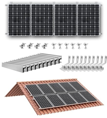 Kit di staffe di montaggio for pannelli solari da 10/6/4 pezzi, set di ganci for tetto di fissaggio su guide fotovoltaiche for un'installazione versatile(10pcs)