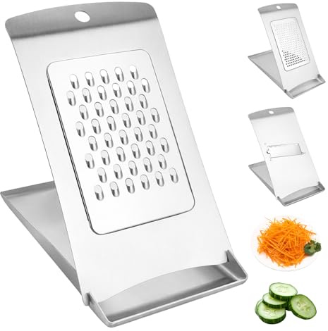 3-in-1 Handheld Cheese Grater Set, Adjustable Stainless Steel Slicer Shredder & Grater with Base, Practical Kitchen Gadgets for Cheese Cucumbers Potatoes Carrots, Dishwasher Safe