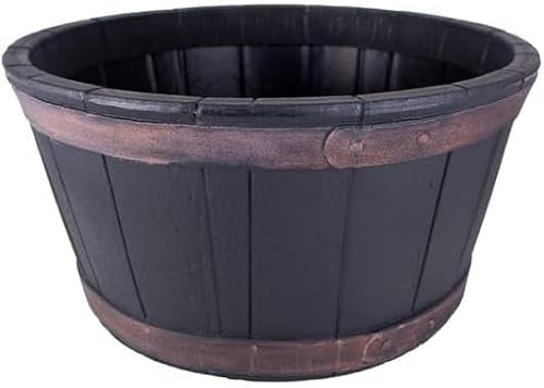 rightclick Large Oakwood Barrel Planter, Rustic Wooden Flower Pot, Barrel Planter, Half Barrel Flower Planter, Tub Flower Pots, Wooden Planter for the Garden, Oak Barrel, Wine Barrel, Plant Pot. 50cm