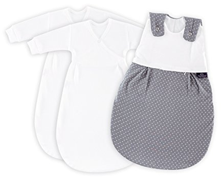 Träumeland S0100157 Babyschlafsack LIEBMICH 3 teilig Set Pünktchen grau, Größe 80/86, mehrfarbig
