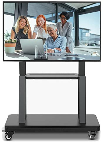 GGZONE Black Mobile TV Stand With Wheels For 32 To 75 Inch Flat/Curved Led, Home/Living Room/School Freestanding Rolling TV Cart, Adjustable Height TV Universal Mount beautiful scenery