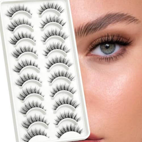 3D Falsche Wimpern 10 paare, natürliche 3D Wimpern handgefertigte transparente stiel künstliche Wimpern für das tägliche Make-up von EMEDA (007)