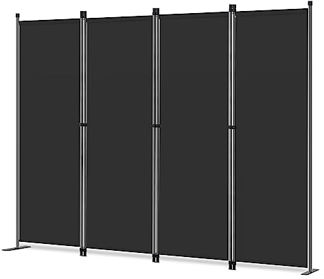 Angel Living Paravent 4 Panels Foldable Room Divider Freestanding Screening Wall Room Divider Partition for Offices, Balcony, Bedroom, Outdoor Garden 224 x 165 cm Black