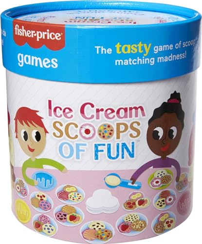 Mattel Games Ice Cream Scoops of Fun Board Game for Kids 3+ with Game Cards, Ice Cream Scooper, and Board/Mat
