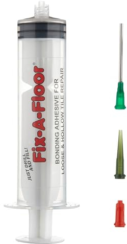 Fix-A-Floor 60ml Syringe Adhesive Applicator Kit - Includes Stainless Steel Flat Needle, Plastic Applicator & Sealing Cap - Ideal for Thin Grout Lines & Hard-to-Reach Areas (Syringe Only)