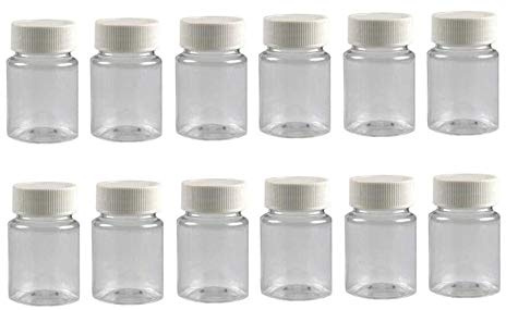 12 botellas de plástico transparente de 80 ml/2.8 onzas rellenables para medicamentos vacíos envases de tableta para polvo líquido químico