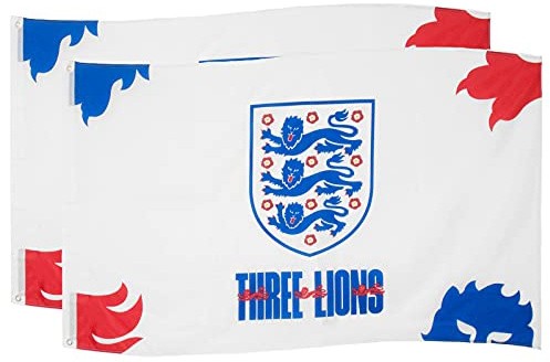 England FA Official Football Gift 3 Lions 5x3ft 2 Pack Crest Body Flag