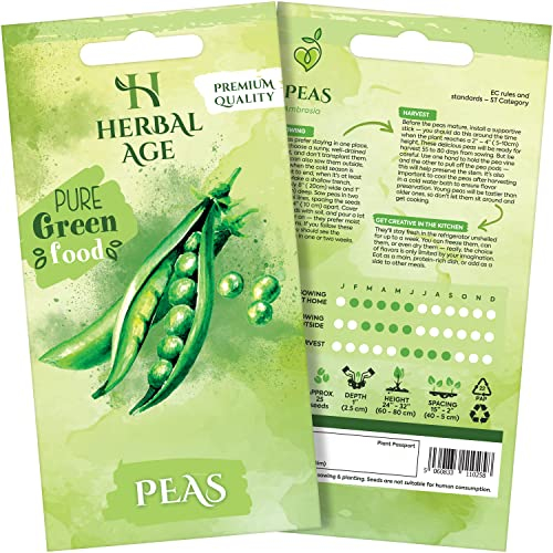 HERBAL AGE Grow Your Own Kits, Peas Vegetable Seeds for Planting UK, 25 Plants Heirloom Seed Box, Plant Seeds Indoor & Outdoor UK, Garden Gifts for Women, Man, Kids, Salad and Vegs Lovers