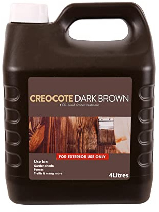 Creocote Dark Brown Wood Preserver in 4L Garden Wood Treatment Outdoor - Creosote Substitute Dark Brown Ready to use for Fence Stain, Wood Lacquer, Post, Shed, Timber (4L (Pack of 2))