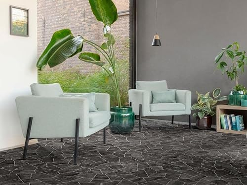 PVC Bodenbelag Vinylboden in dunkler Bruchstein Optik, Zuschnitt (2m breit, 3,5m lang)