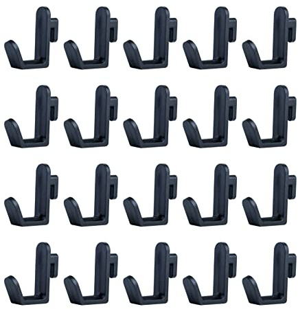 20 Stück Stecktafel-Haken J Haken Stil Kunststoff Peg Locks zur Aufbewahrung und Organisation von Werkzeugzubehör (schwarz)
