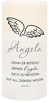 Herz & Heim® LED Kerze als Trauerkerze mit Namen und Daten für Kondolenz Engel