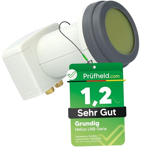 GSS Helios Twin LNB 40 mm med UV väderskydd och väderskyddskåpa + roterande stöd – 1 deltagare – låg strömförbrukning – 1 gånger – Full HD 4K LNC – Camping LNB – 4G 5G LTE-avskärmning – digital