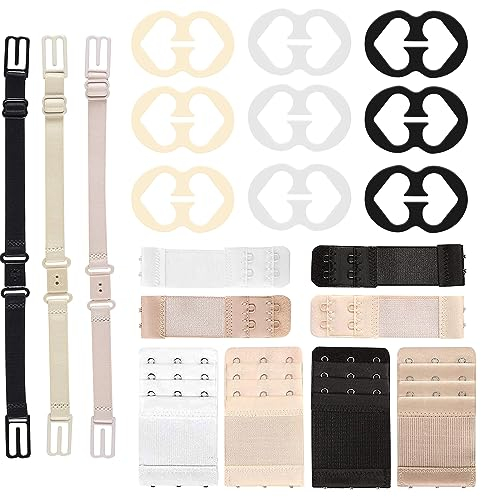 BH-Clips 20-Stück schwarz weiß beige BH Träger Clips rutschfeste Trägerhalter BH Klammer Set Elastische Verstellbare BH-Kreuz-Rückenclips für Damenunterwäsche volle Körbchengröße