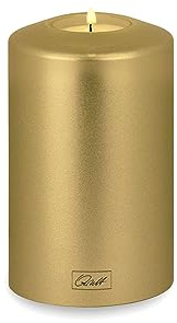Qult Farluce Classic Metallic Cremegold • ∅ 8 cm Höhe 12 cm • Teelichthalter in Kerzenform • Kunststoffkerze in Kerzenoptik • Mit Teelichteinsatz • inkl. 1 TLN50 Nightlight Teelicht