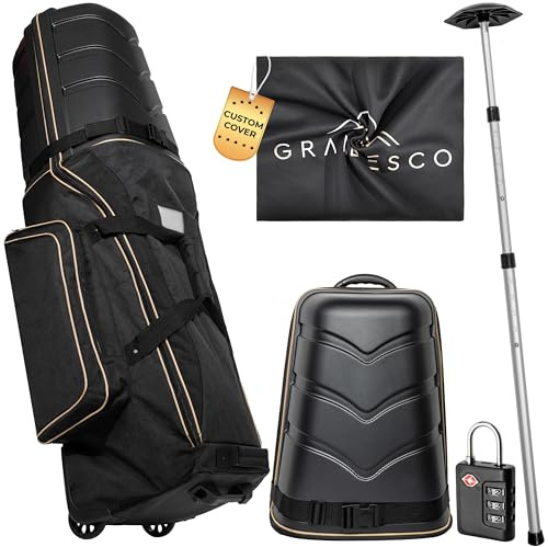 Hard Case Top 1680D Heavy Duty Oxford Fabric Travel Bag for Airlines with Wheels - Includes Custom Cover, Support Rod and TSA Lock. Excellent Protection, Foldable, Lightweight and Durable