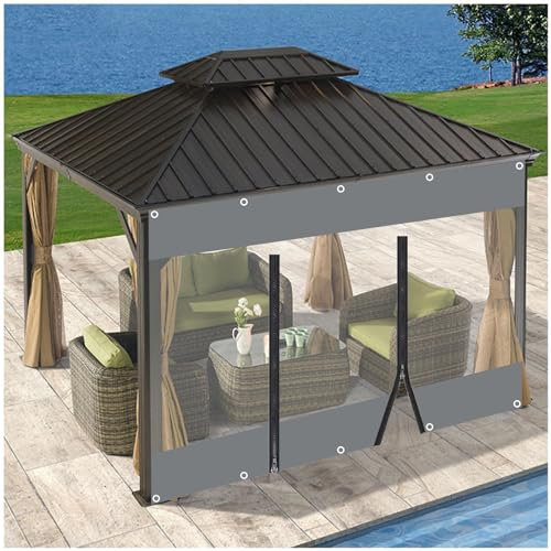 Tende in Telone Chiare Esterni Con Porta a Cerniera,pannelli Laterali in Tela Cerata Impermeabile Robusto 0,3mm,copertura in Teloni Trasparente Pvc Per Pergola Portico Garage,WxH-3.5x3m/11.5*9.8ft