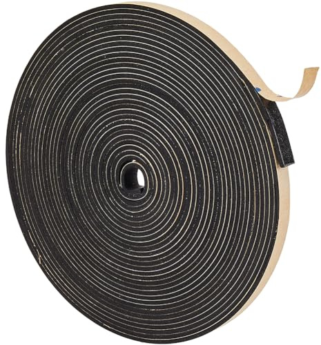 GORGECRAFT 10m*10mm*2.5mm Ruban Isolant en Mousse Auto-Adhésif Noir pour Insonorisation, Coupe-Froid, Bande D'Étanchéité pour Climatisation, Bande Météo pour Portes, Fenêtres, Équipements Sportifs