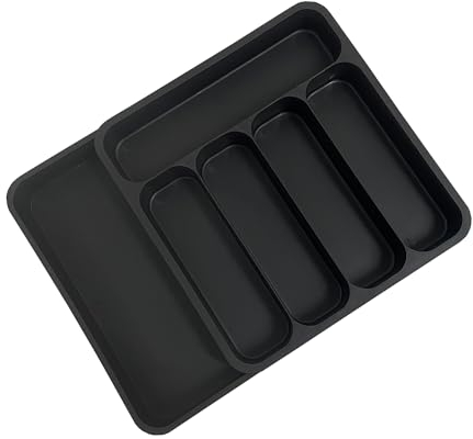 EMSMIL Range-couverts extensible - Organiseur de couverts amovible - Insert à couverts réglable en plastique - Pour cuisine, tiroirs, cuillères, fourchettes, couteaux, fournitures de bureau