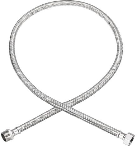 QUARKZMAN 39 Zoll langer Wasserhahn-Zulaufschlauch, G1/2 weibliches Kompressionsgewinde x G1/2 männlicher Anschluss gerades Gewinde, 304 Edelstahl-Wasserzulaufschlauch