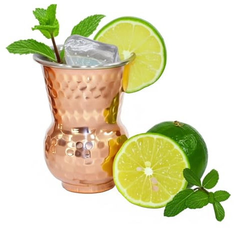 Universal Hub Kupferwasserkrug geprägte Gläser Kelchgläser-Set Trinkbecher 1er-Set Ayurveda-Moscow-Mule-Becher aus reinem Kupfer für kalte Getränke Kupferflasche Utensilien