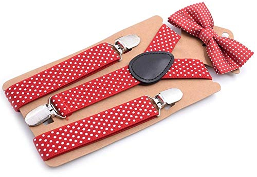 TIANHEY Hosenträger Clips Männer Frauen Party Kinder Set Mode Kausal Junge Baby Mädchen Fliege Niedlich Hosenträger Clip Body Suit Kinder Kleinkind Punkt Hosenträger (Farbe: Schwarz)