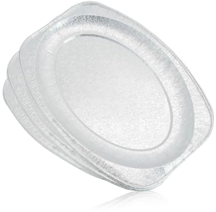 JLNGTHONG 10 Pack Large Aluminium Foil Trays (35x24cm) - Tin Foil Trays Containers for Cooking, Baking, Broiling, Roasting, BBQ, and Party,Reusable Serving Platter Set