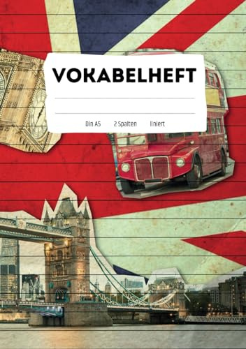 Vokabelheft A5 Englisch: 2 Spalten, 110 Seiten, Lineatur 53 mit Mittellinie