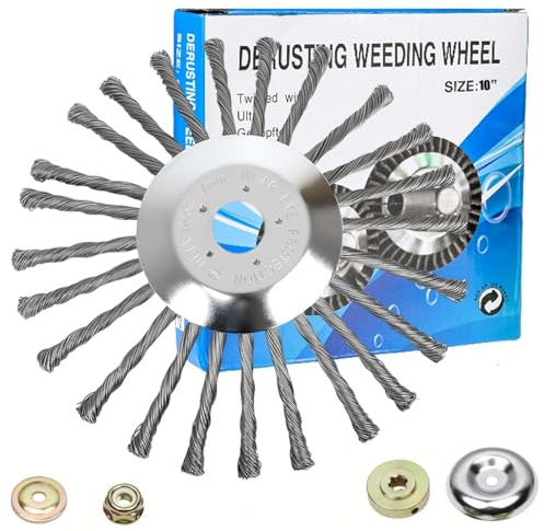 Cepillo para desbrozadora de malas hierbas silvestres de 10 pulgadas para desbrozadora para eliminar eficazmente las malas hierbas, incluye accesorios de instalación, diámetro de 254 mm, orificio de