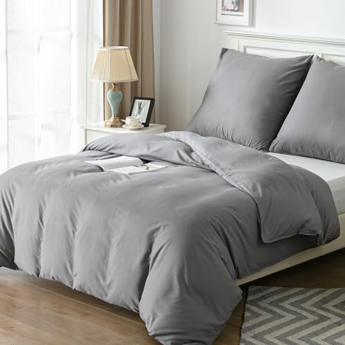 Good Nite Juego de Ropa de Cama de 135 x 200 cm, 2 Piezas, Microfibra, Funda nórdica de 135 x 200 cm y 1 Funda de Almohada de 80 x 80 cm, Color Gris