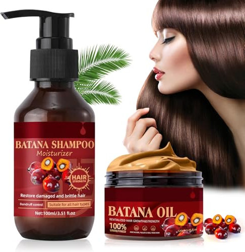 Batana Shampoo und Conditioner Set, Natürliches Batana Öl Haarwachstum Shampoo und Spülung gegen Haarausfall und für Dünner Werdendes Haar, Nährendes Kopfhaut für Frauen & Männer