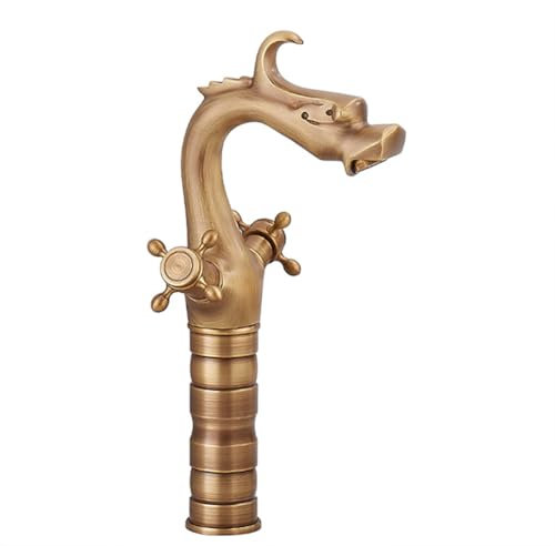 Wasserhahn Bad Waschtischarmatur Hoch Auslauf Retro Antik Stil Messing Zweigriff Mischbatterie Waschbecken Armatur, Badarmatur Waschtischbatterie Badezimmer, Bronze