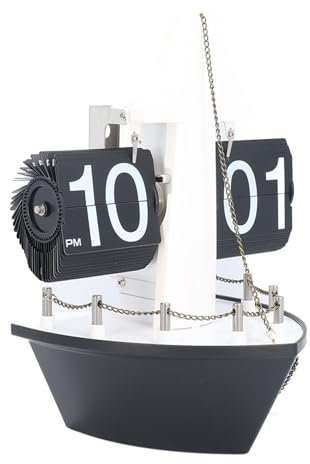 Flip Clock, Retro Flip Clock Retro Digital Flip Desk Clock Flip Clock Vintage mit Einzigartigem Design für Home Office Schlafzimmer (Black)