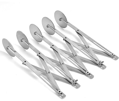 Adjustable Width Stainless Steel Dough Divider, Multiple Wheel Pizza Cutter for Easy Baking Tool with Arch Design, and Fashionable, Enjoy Kitchen Time! (5 Wheel)